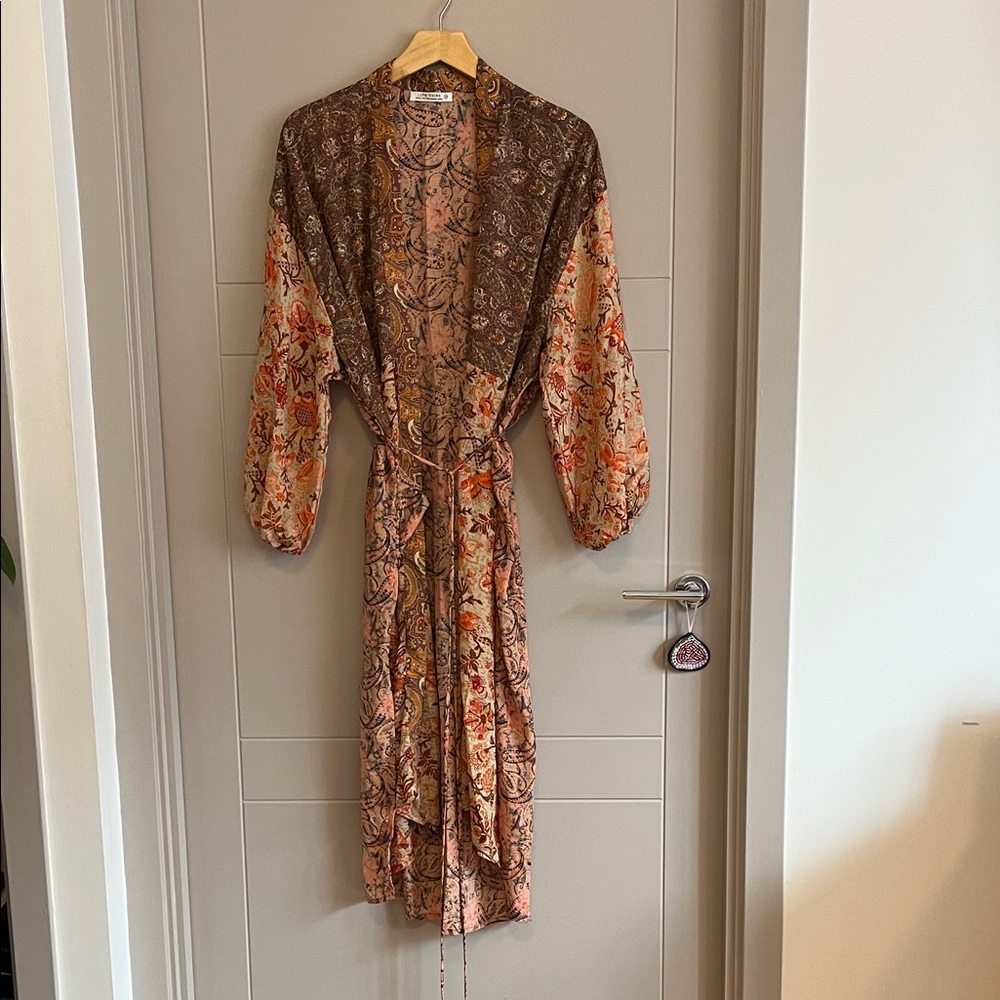 12th Tribe Orange and Brown Paisley Kimono